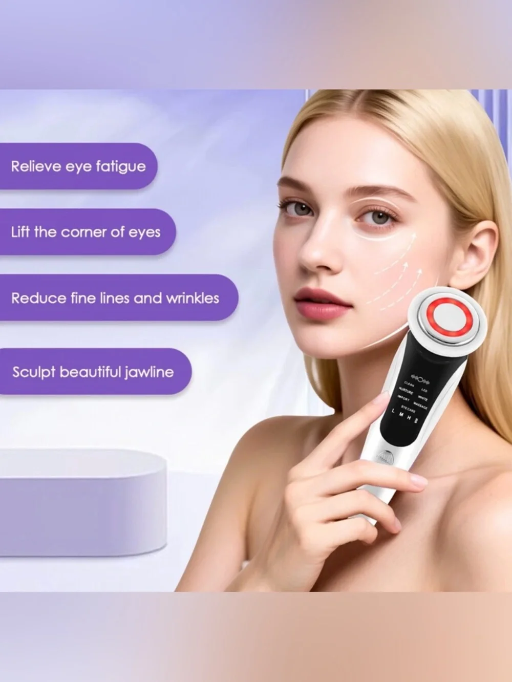 LED Facial Massager Face Beauty Tool 7 Modes Skin Care Wand New